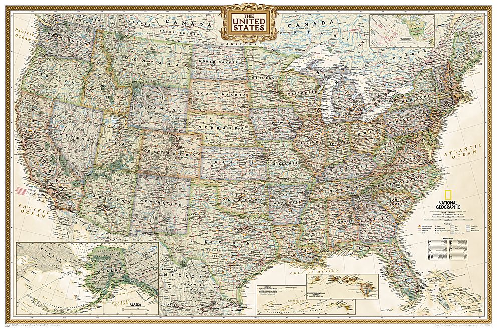 National Geographic: United States Executive Wall Map (36 X 24 Inches)