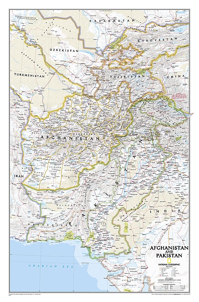 National Geographic: Afghanistan, Pakistan Wall Map - Laminated (21.5 X 32.5 Inches)
