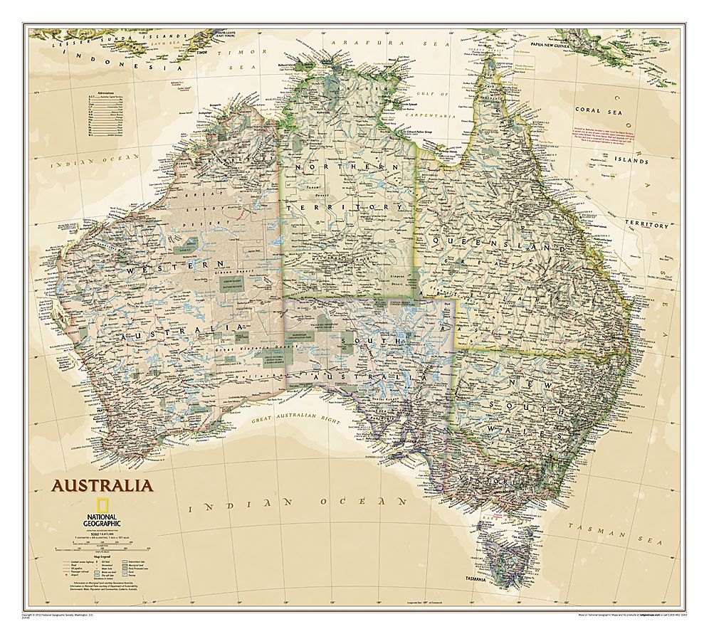 National Geographic: Australia Executive Wall Map - Laminated (30.25 X 27.25 Inches)