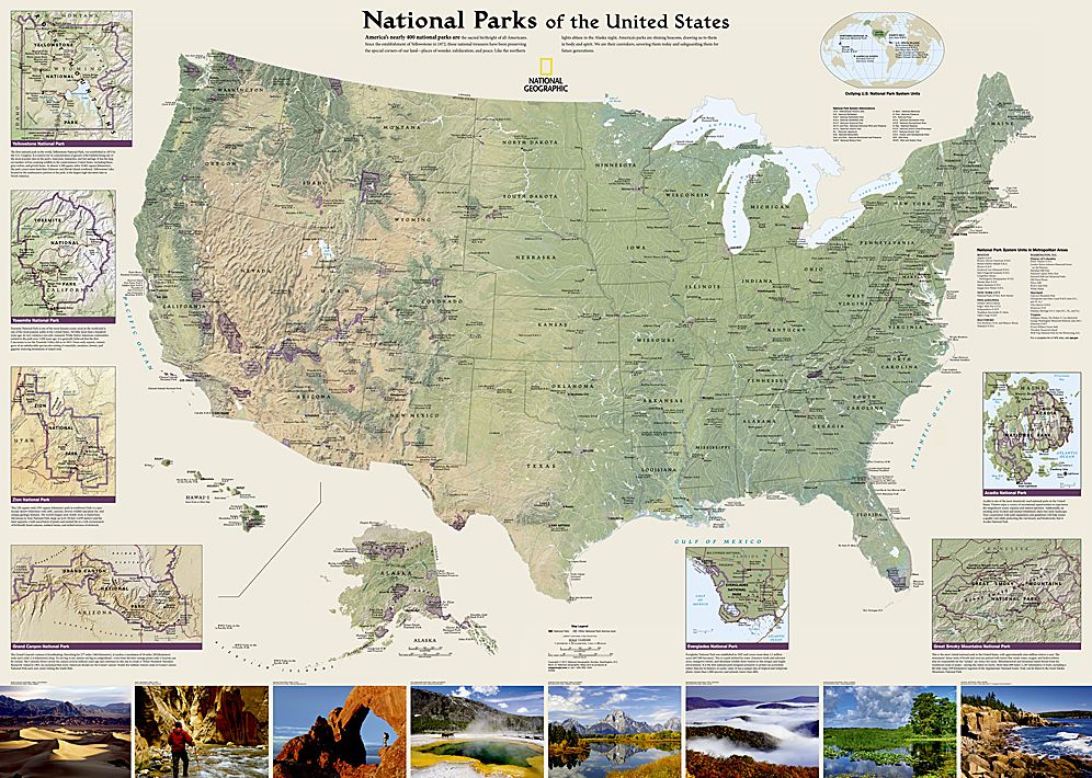 National Geographic: National Parks of the United States Wall Map - Laminated (42 X 30 Inches)