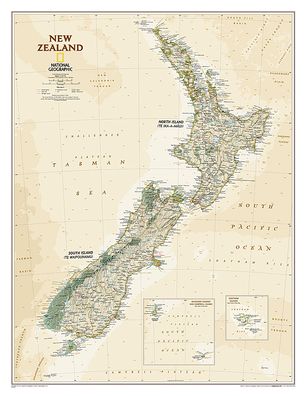 National Geographic: New Zealand Executive Wall Map - Laminated (23.5 X 30.25 Inches)