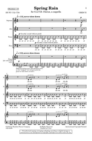 Spring Rain (for SATB Chrous, A Capella)