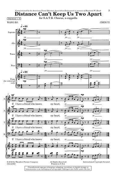 Distance Can't Keep Us Two Apart: For SATB Chorus, A Cappella