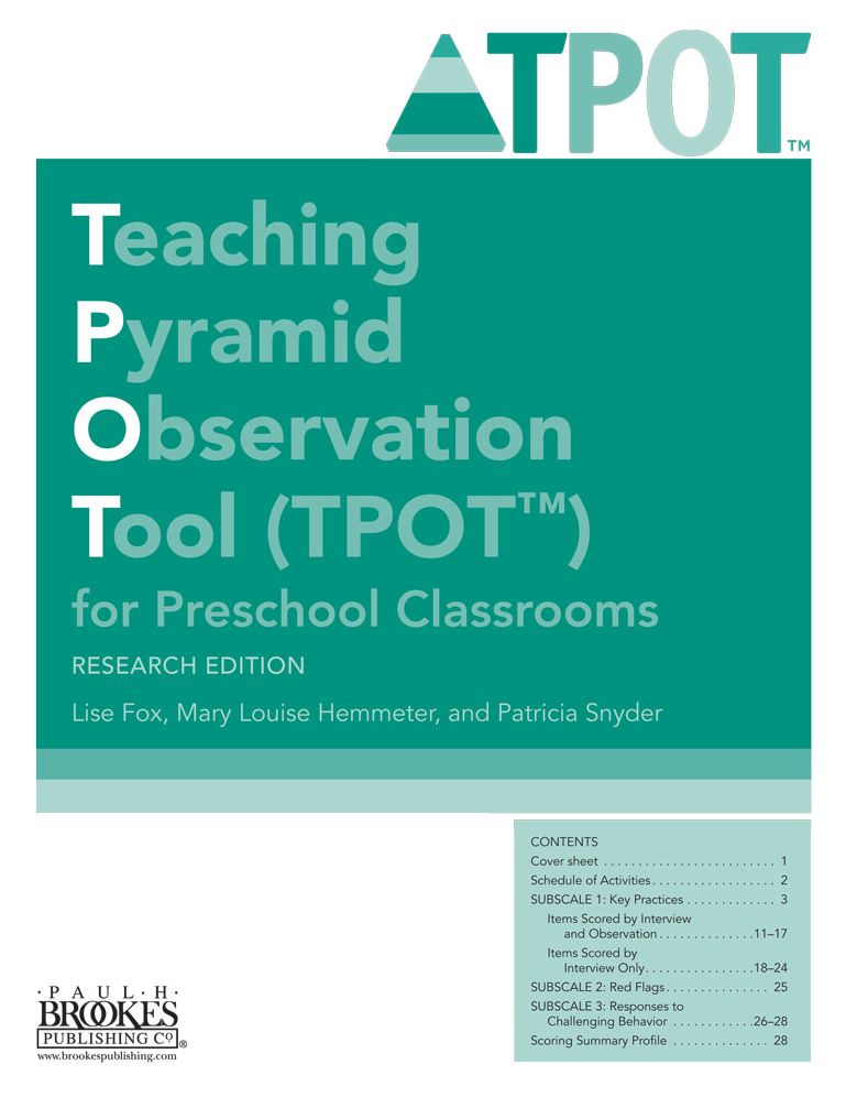 Teaching Pyramid Observation Tool (TPOT) for Preschool Classrooms, Research Edition