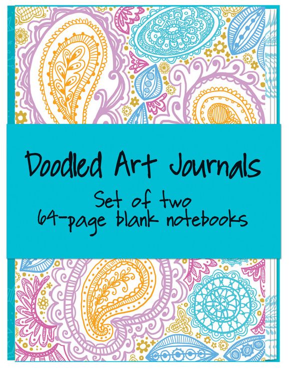 Doodled Art Journals: Set of two 64-page blank notebooks