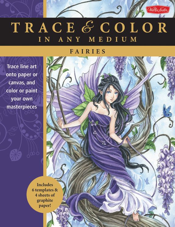 Fairies: Trace line art onto paper or canvas, and color or paint your own masterpieces