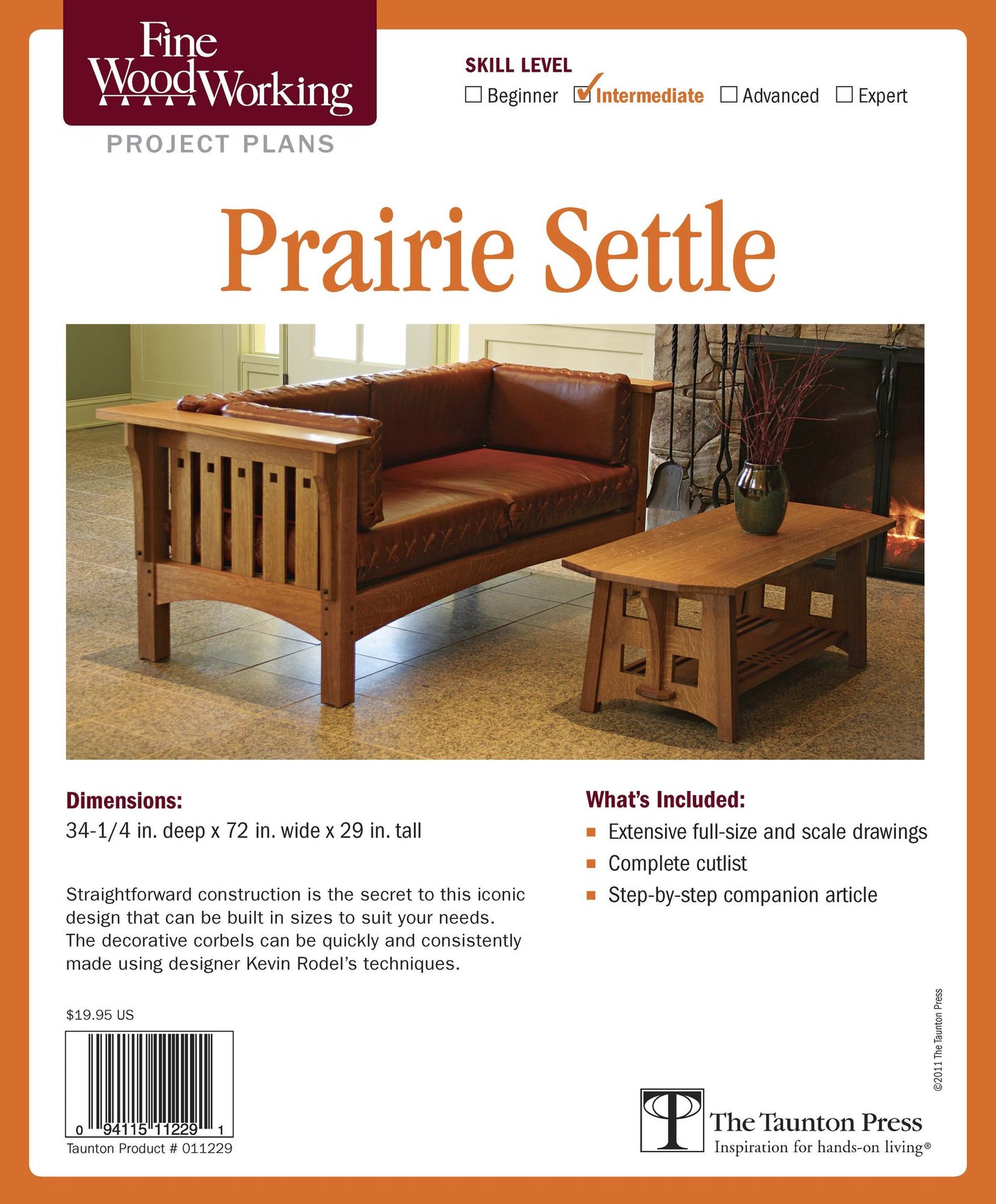 Fine Woodworking's Prairie Settle Plan