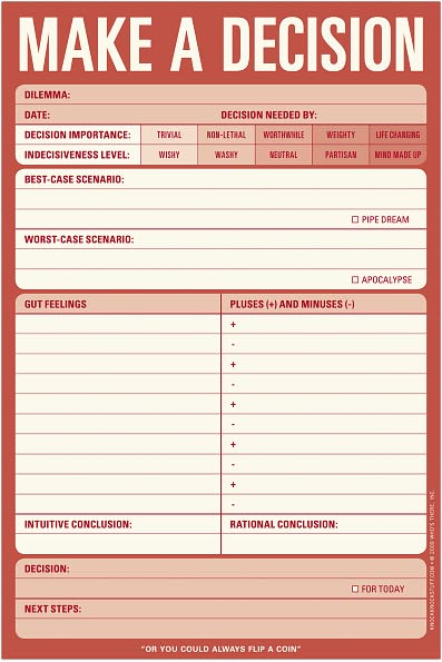 Make a Decision Large List Pad 60 Sheets