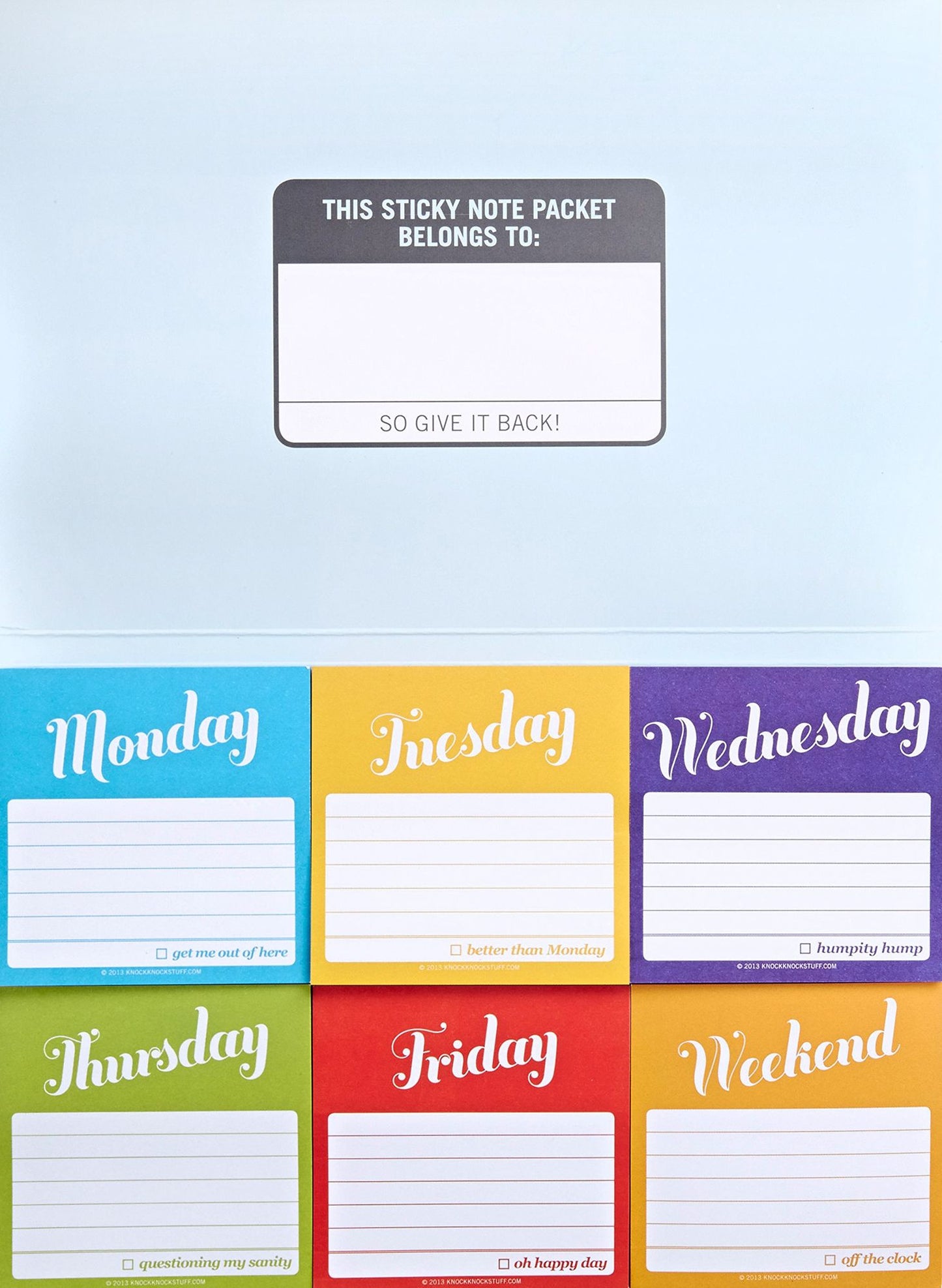Days of the Week : Sticky Note Packet
