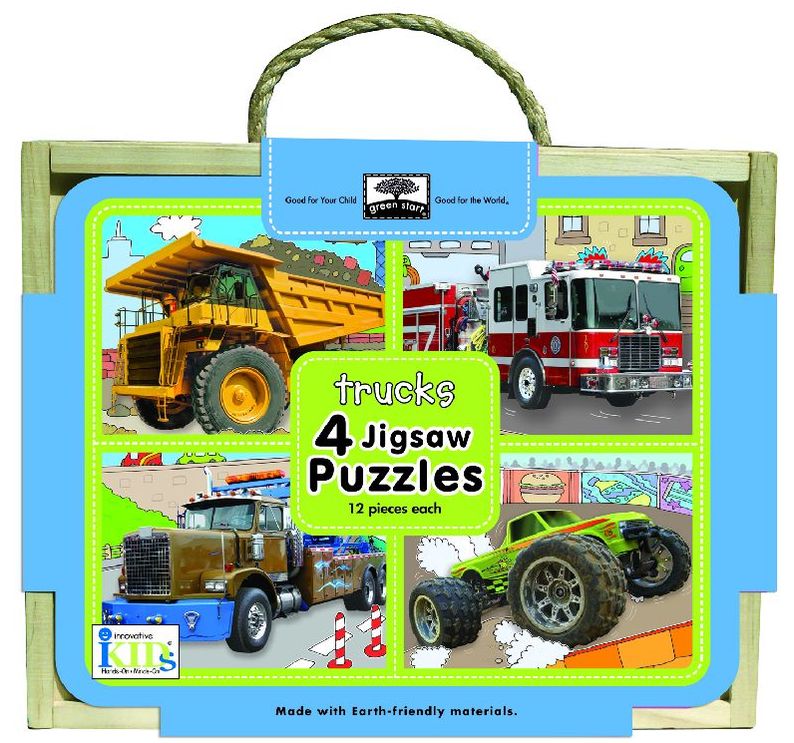 Green Start Jigsaw Puzzle Box Sets: Trucks (4 - 12 Piece Puzzles)