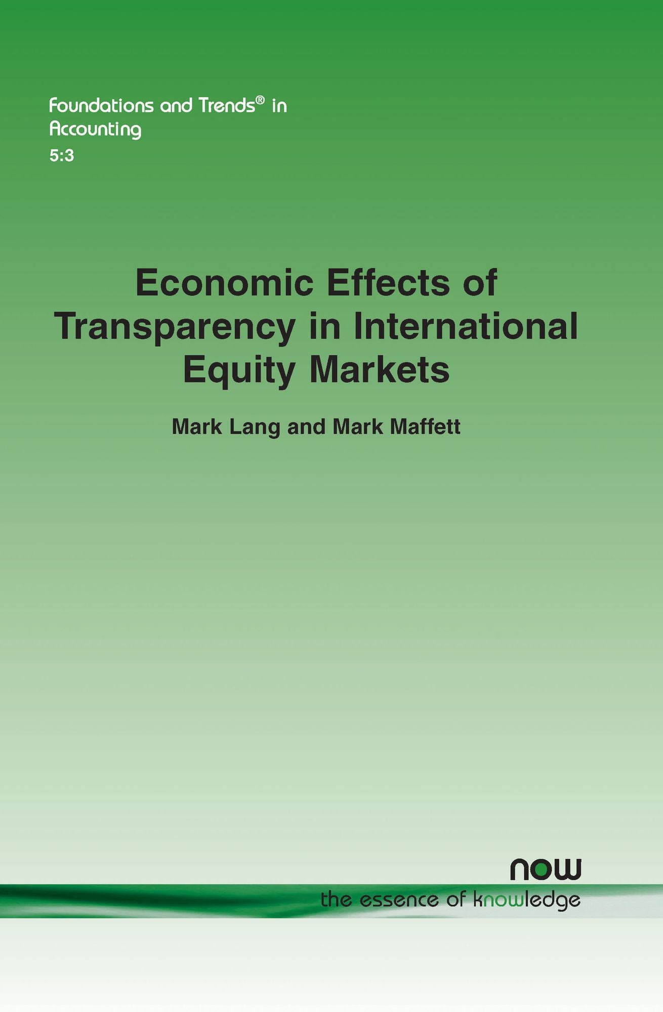 Economic Effects Of Transparency In International Equity Markets
