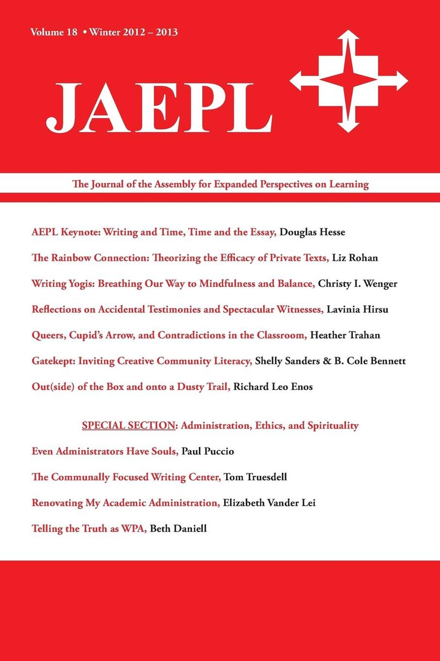 Jaepl: The Journal of the Assembly for Expanded Perspectives on Learning Vol 18