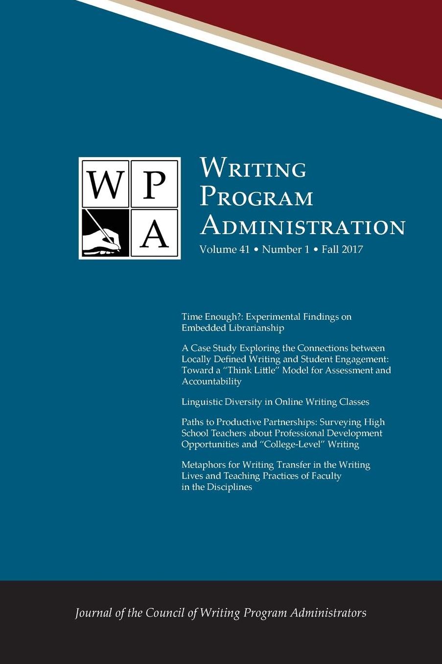 WPA: Writing Program Administration 41.1 (Fall 2017)