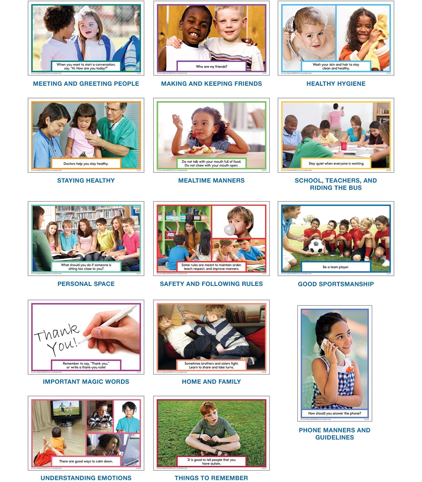 Photo Conversation Cards for Children with Autism and Aspergers Board Game