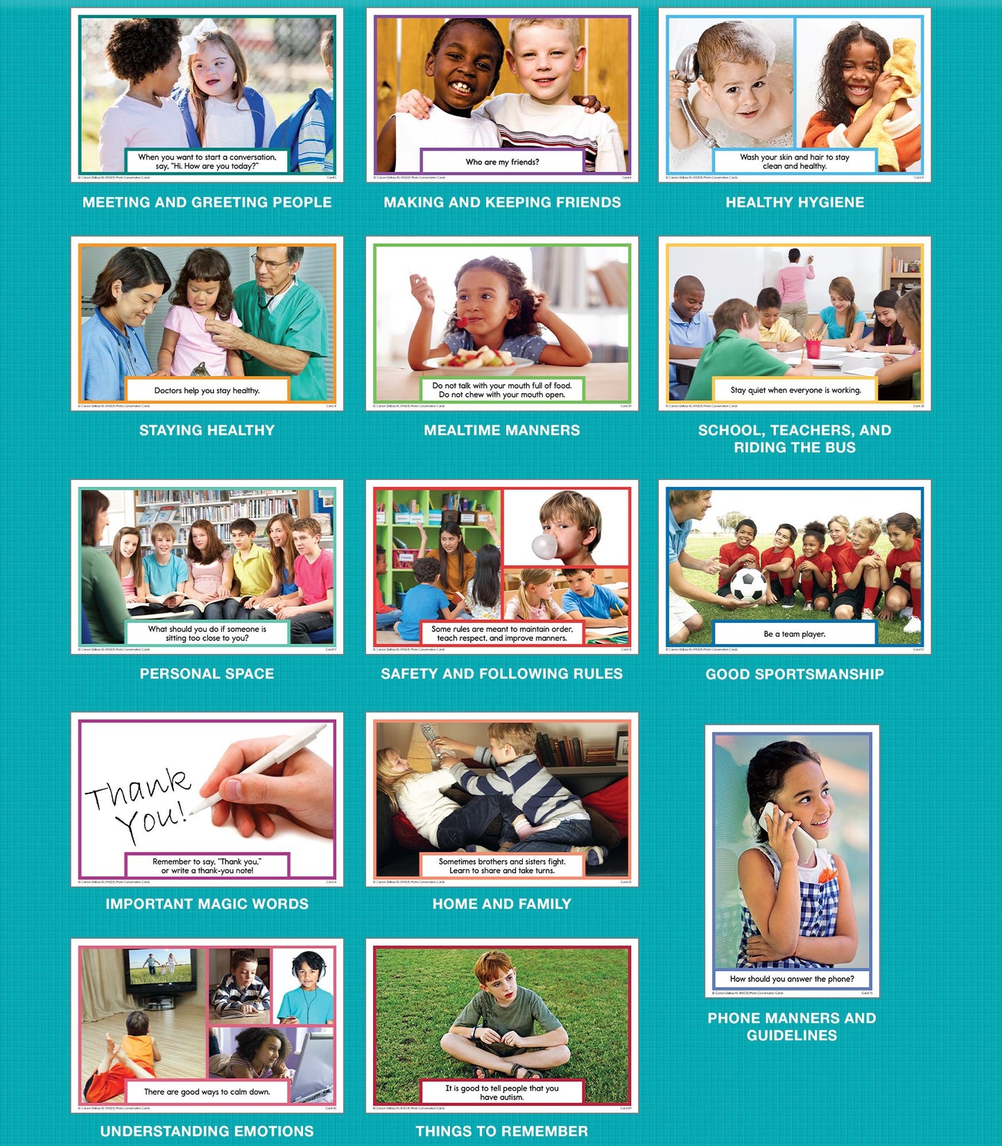 Photo Conversation Cards for Children with Autism and Aspergers Board Game