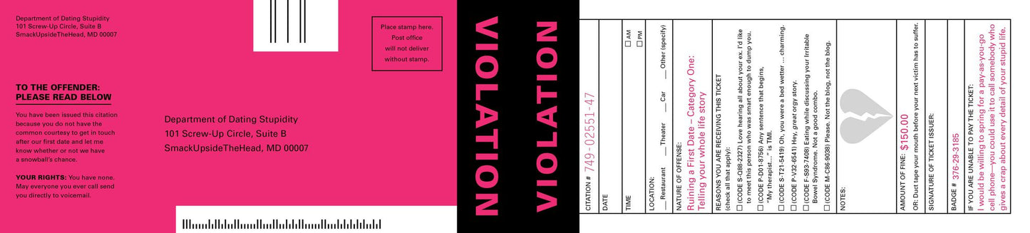 Love Violations: Tickets for People Who Insist on Breaking the Laws