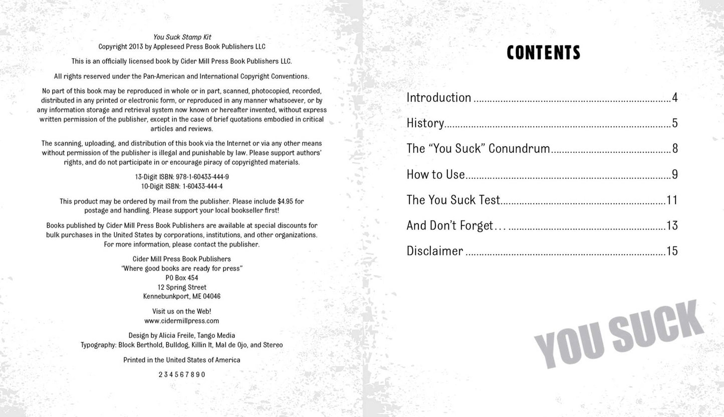 You Suck Stamp Kit: The stamp that champions incompetence