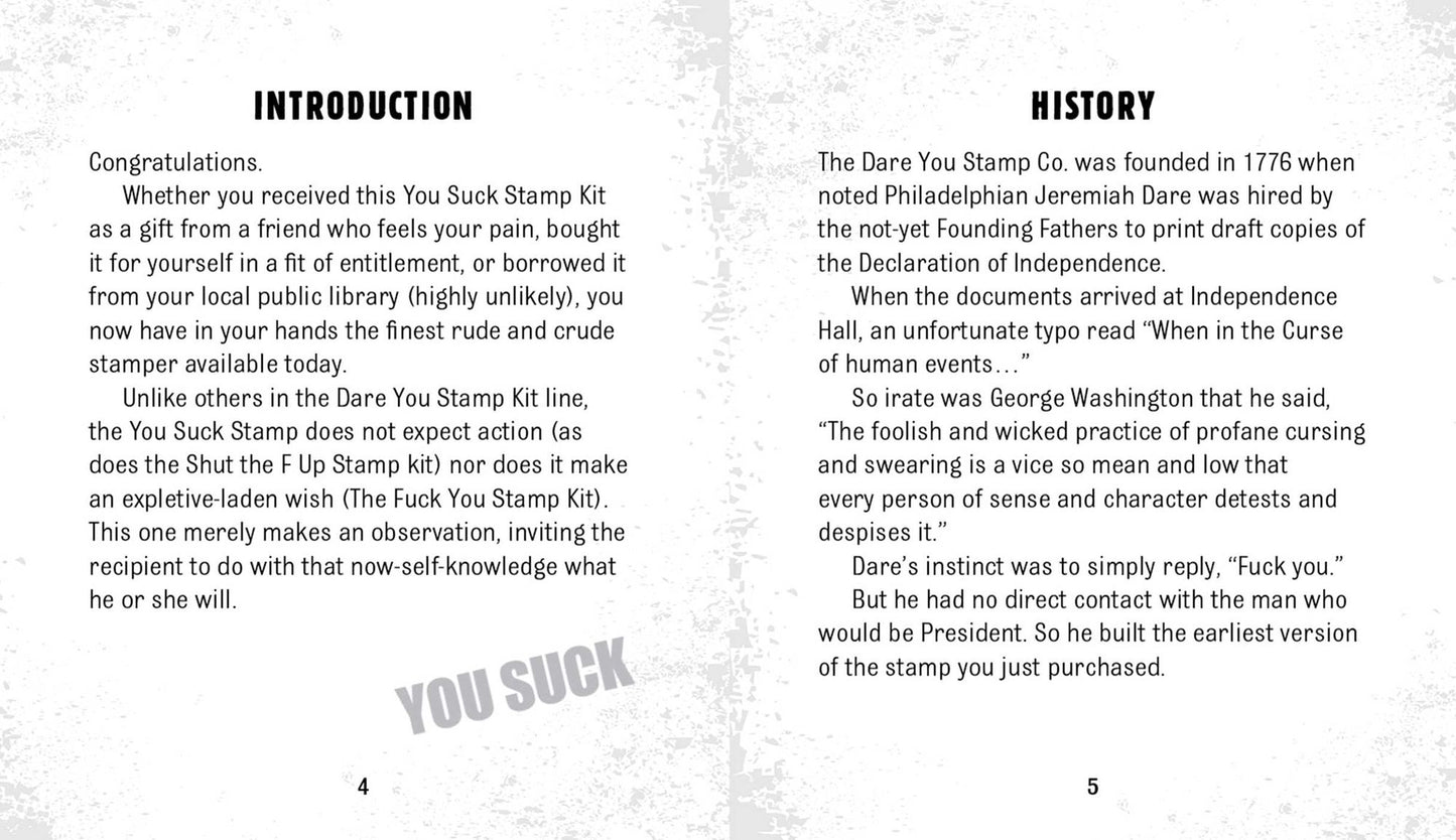 You Suck Stamp Kit: The stamp that champions incompetence