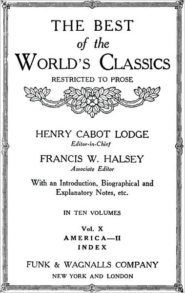The Best Of The World's Classics (Restricted To Prose) Volume X