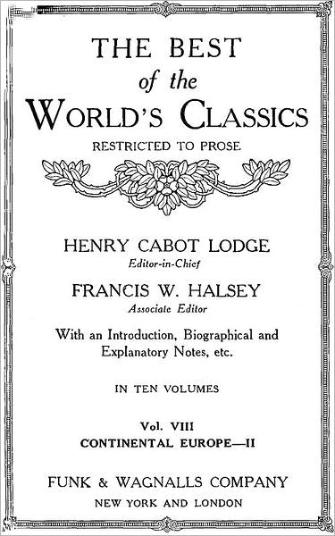 The Best Of The World's Classics (Restricted To Prose) Volume VIII