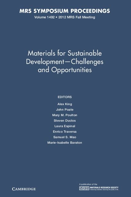 Materials for Sustainable Development?Challenges and Opportunities: Volume 1492