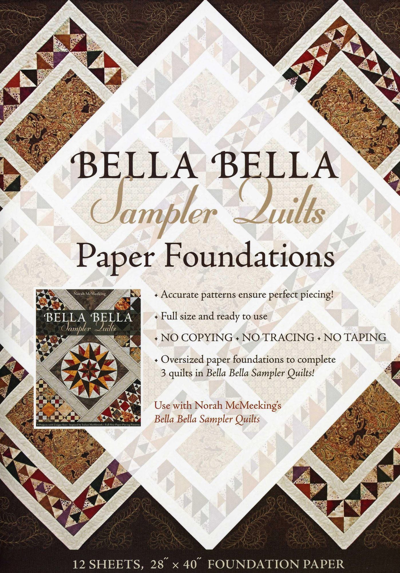 Bella Bella Sampler Quilts Paper Foundations: Use with Norah McMeeking's Bella Bella Sampler Quilts