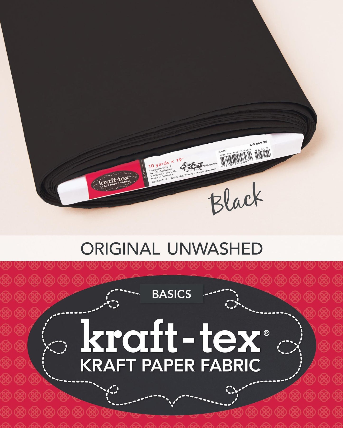 kraft-tex Bolt 19" x 10 yards, Black: Kraft Paper Fabric