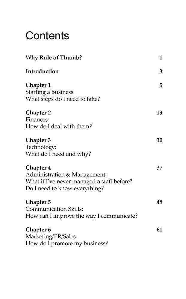 RULE OF THUMB: A Small Business Guide To Basics