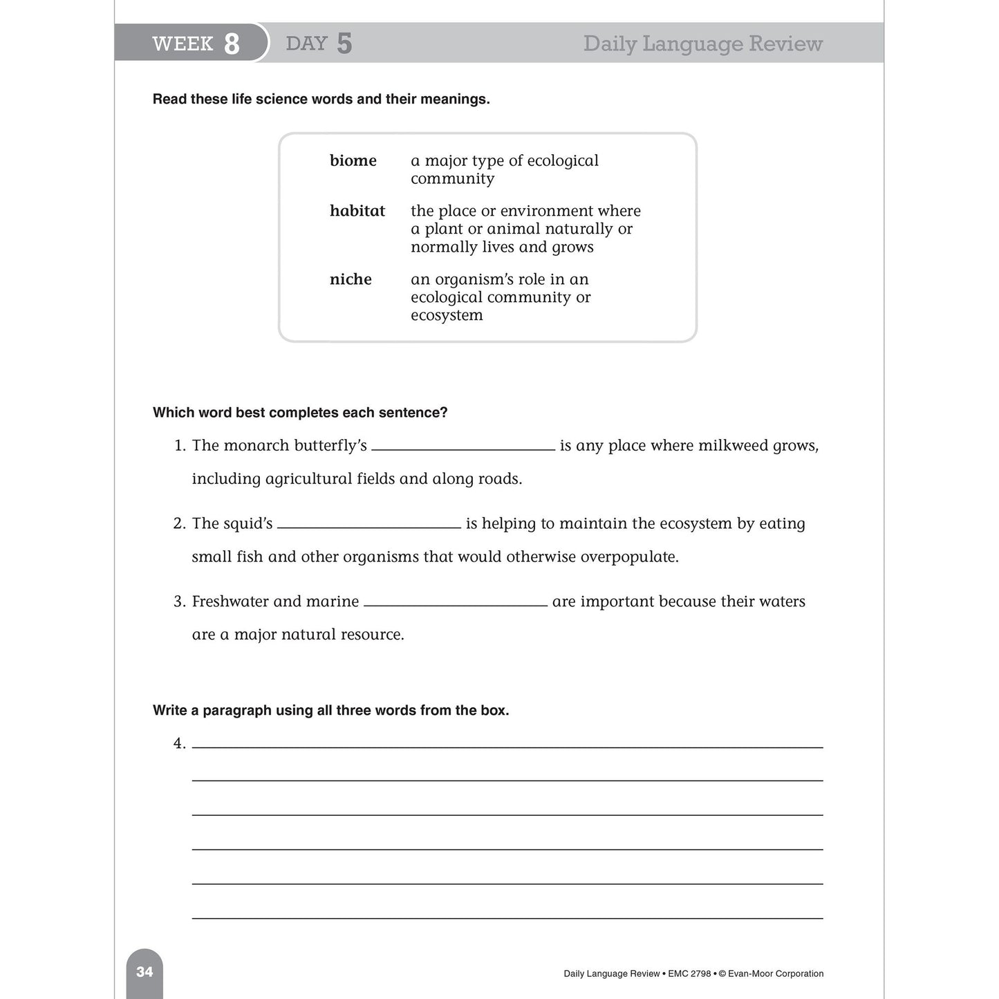 Daily Language Review, Grade 8 Te