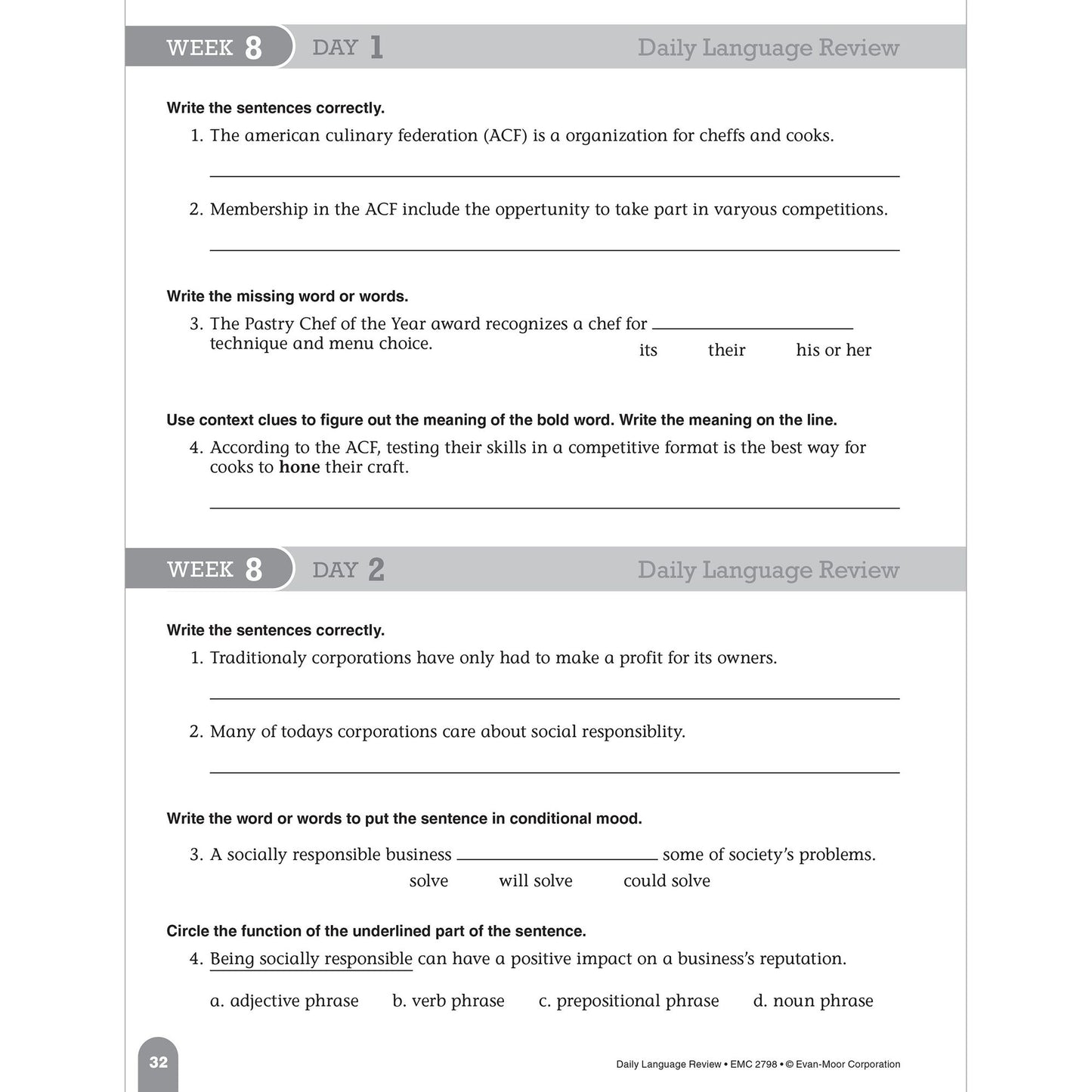 Daily Language Review, Grade 8 Te