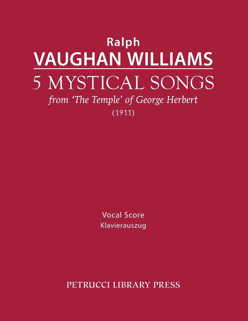 5 Mystical Songs: Vocal Score