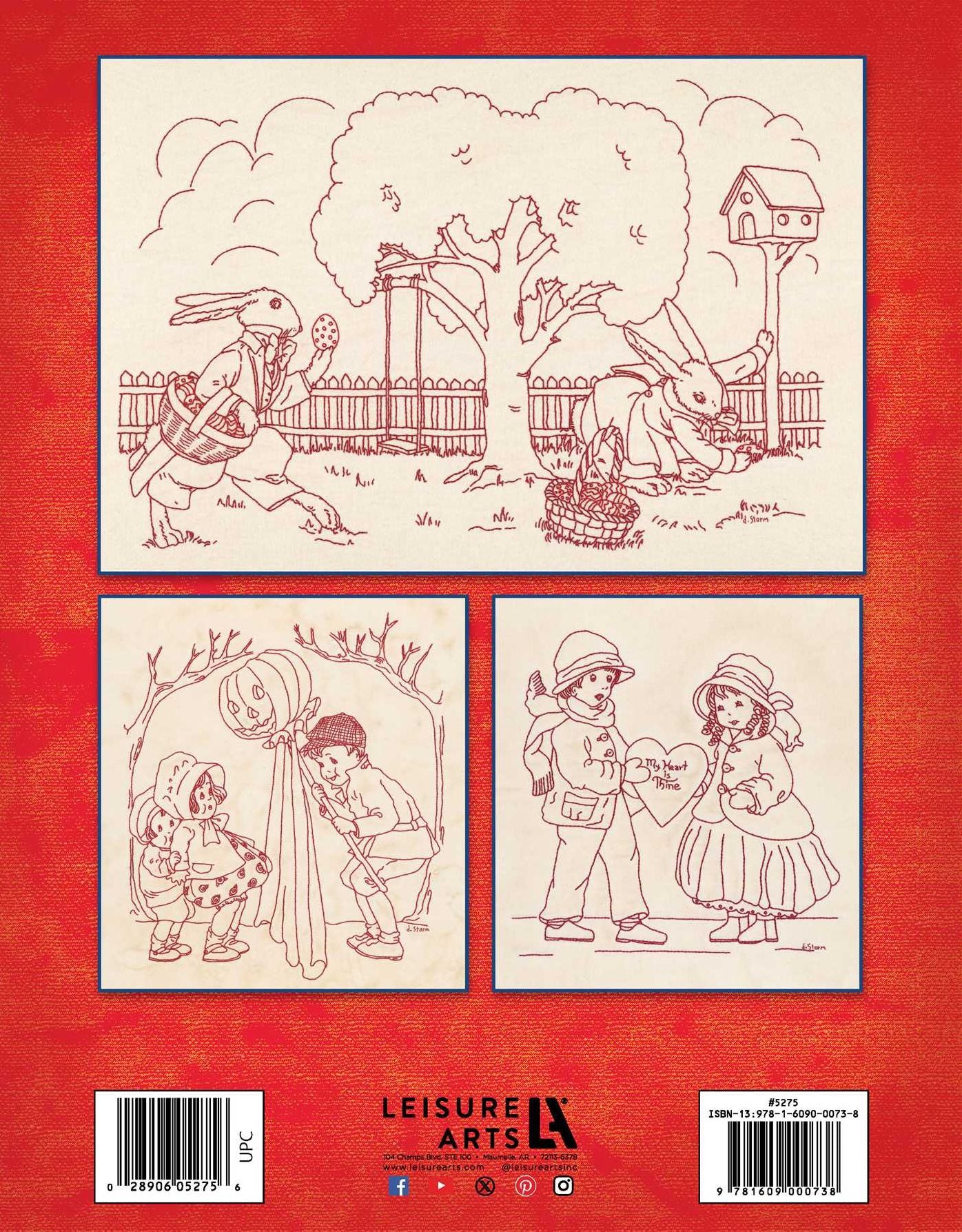 Happiness and Cheer, Redwork through the (Leisure Arts #5275)