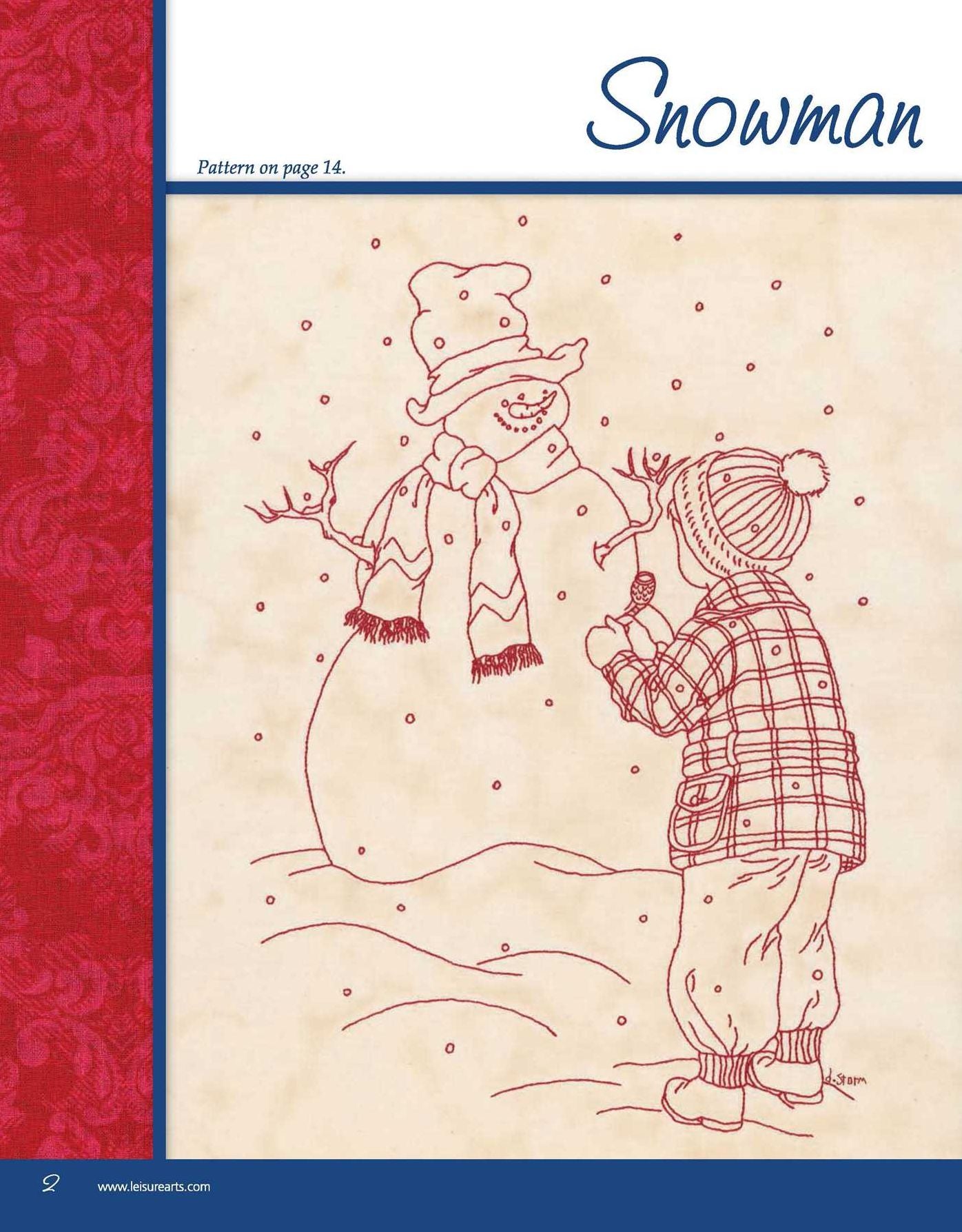 Happiness and Cheer, Redwork through the (Leisure Arts #5275)