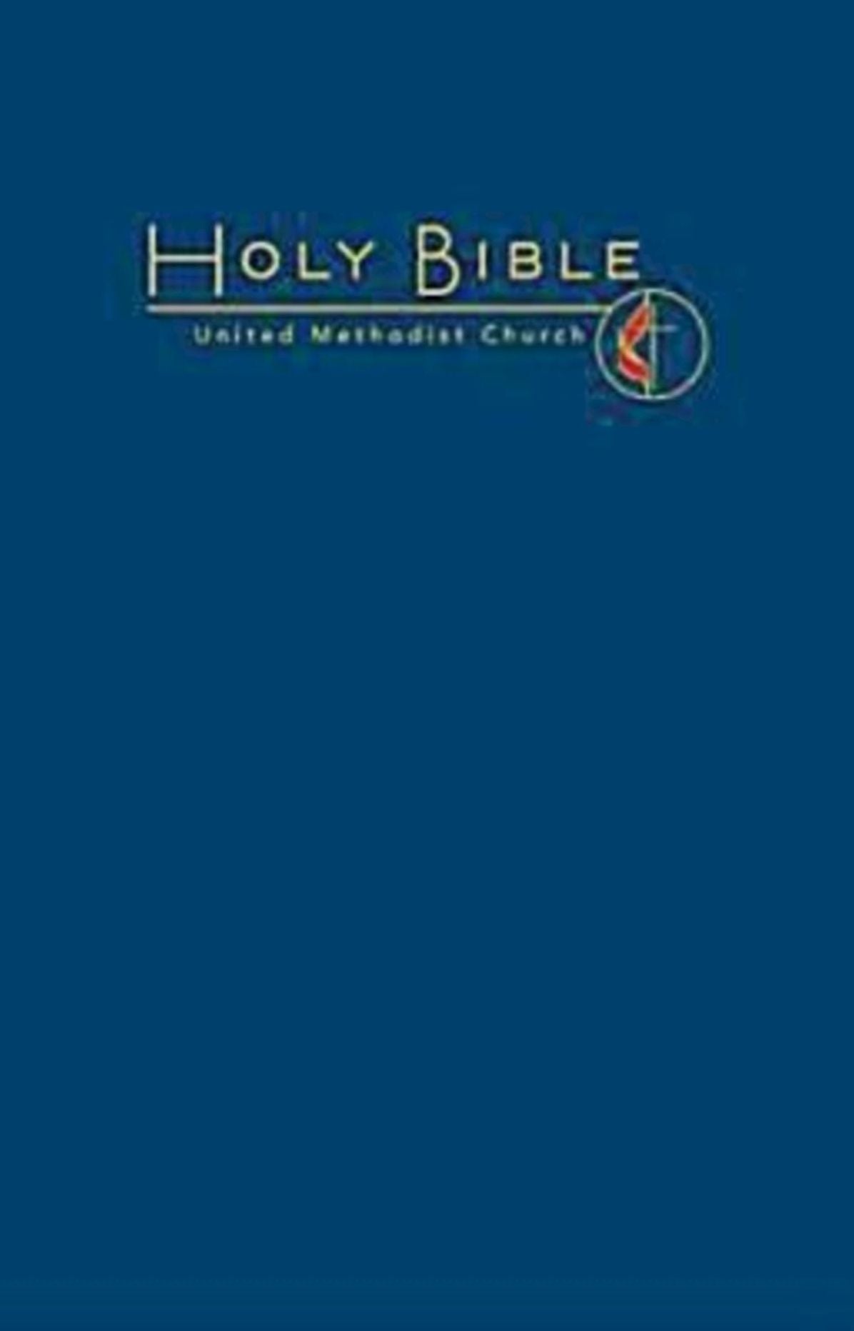 CEB Common English Large Print Church Bible Navy UMC emblem: Cross & Flame Emblem, Navy Blue