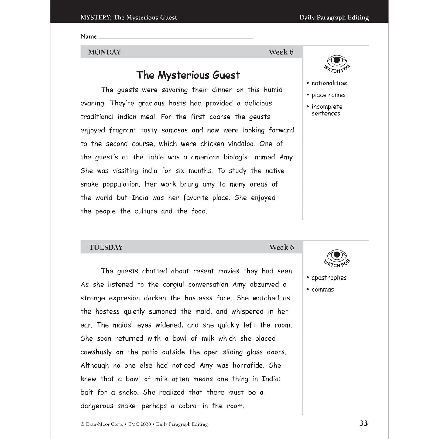 Daily Paragraph Editing, Grade 8 Teacher Edition