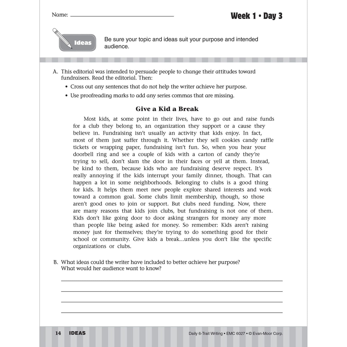 Daily 6-Trait Writing, Grade 7