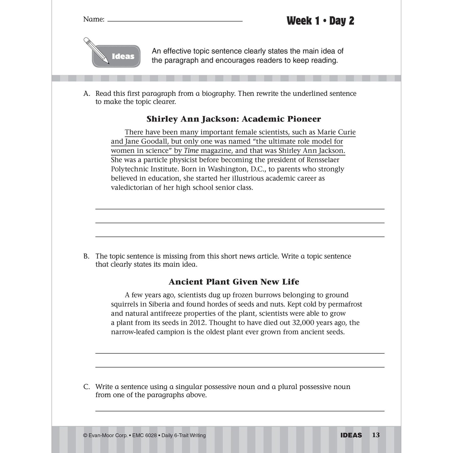 Daily 6-Trait Writing, Grade 8