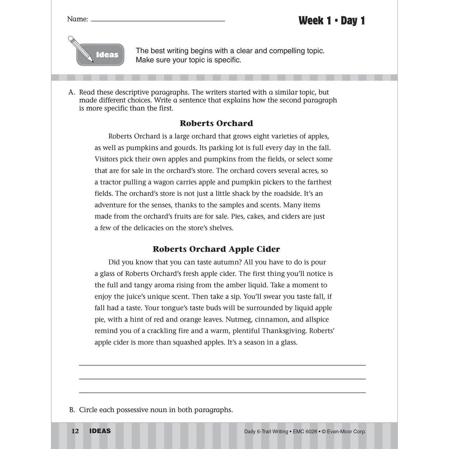 Daily 6-Trait Writing, Grade 8