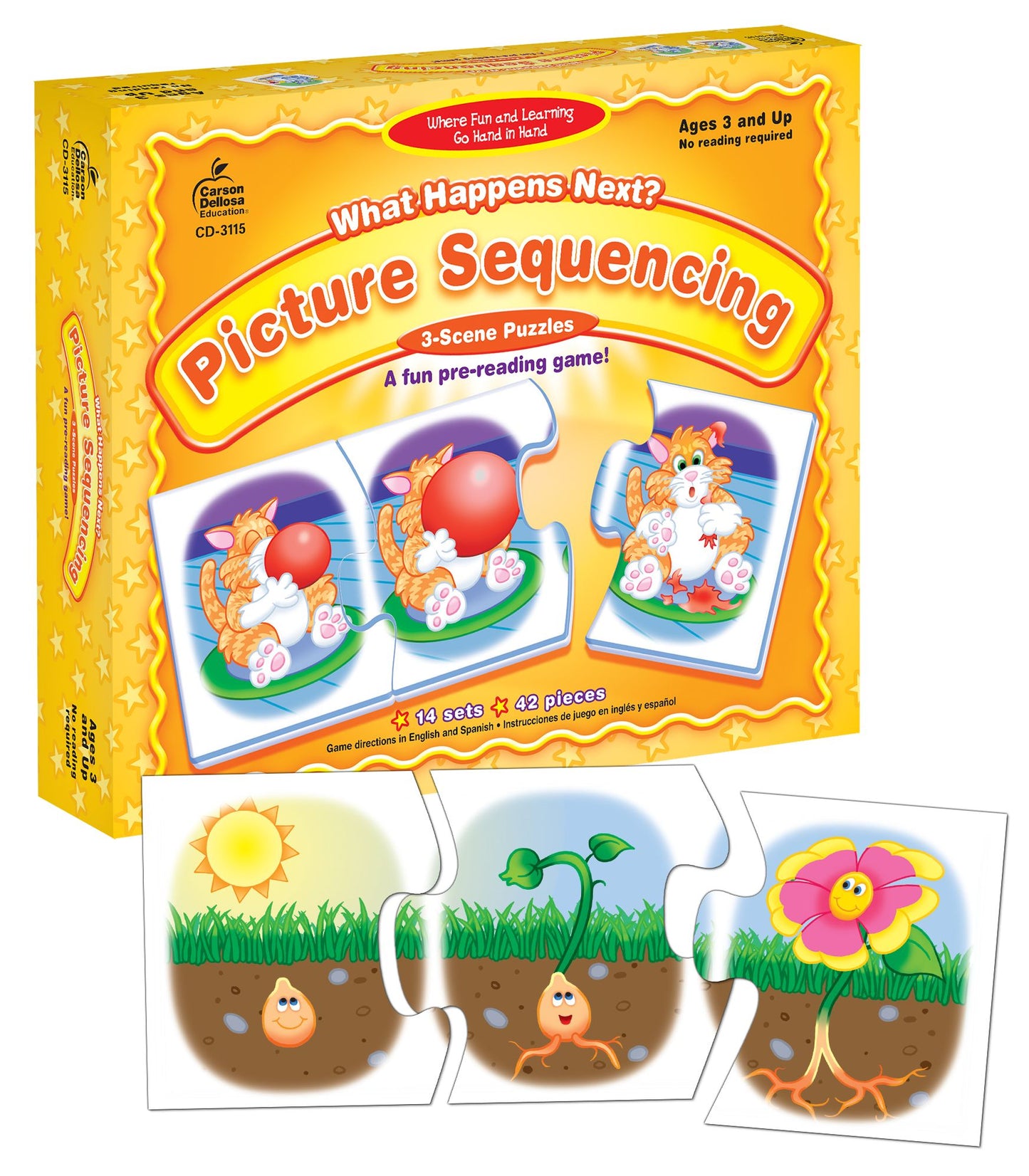 What Happens Next? Picture Sequencing Board Game: 3-scene Puzzles