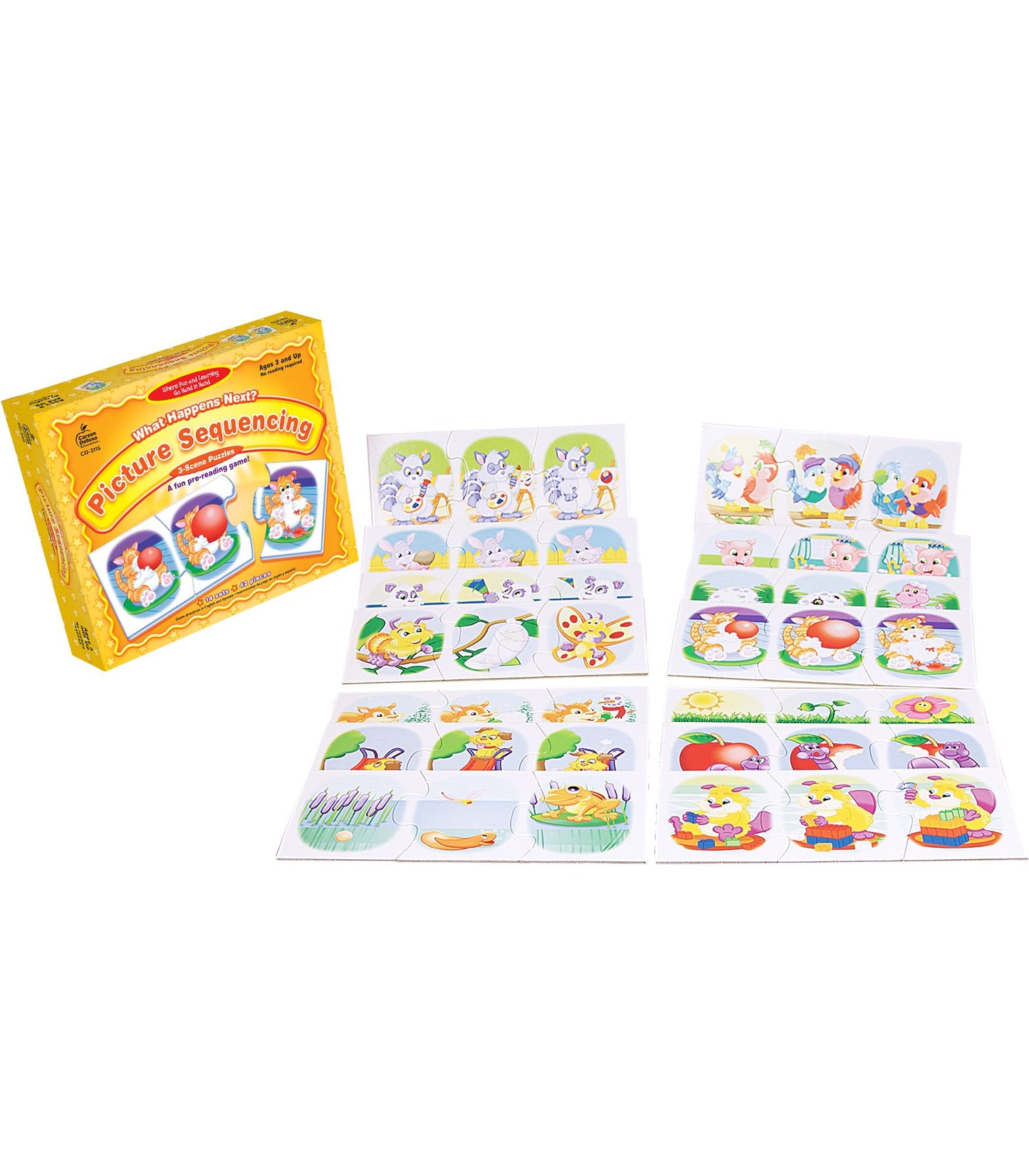 What Happens Next? Picture Sequencing Board Game: 3-scene Puzzles