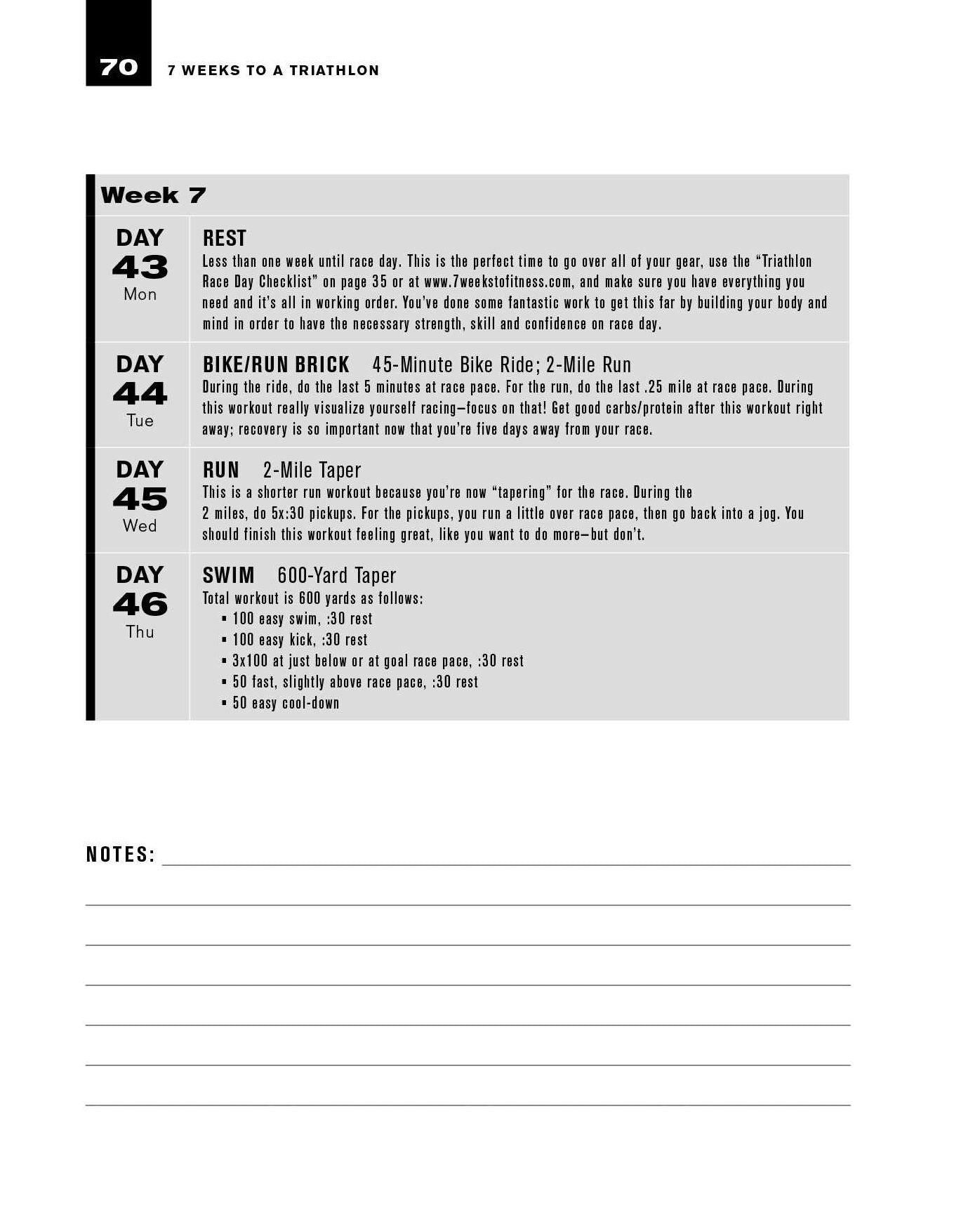 7 Weeks to a Triathlon: The Complete Day-by-Day Program to Train for Your First Race or Improve Your Fastest Time