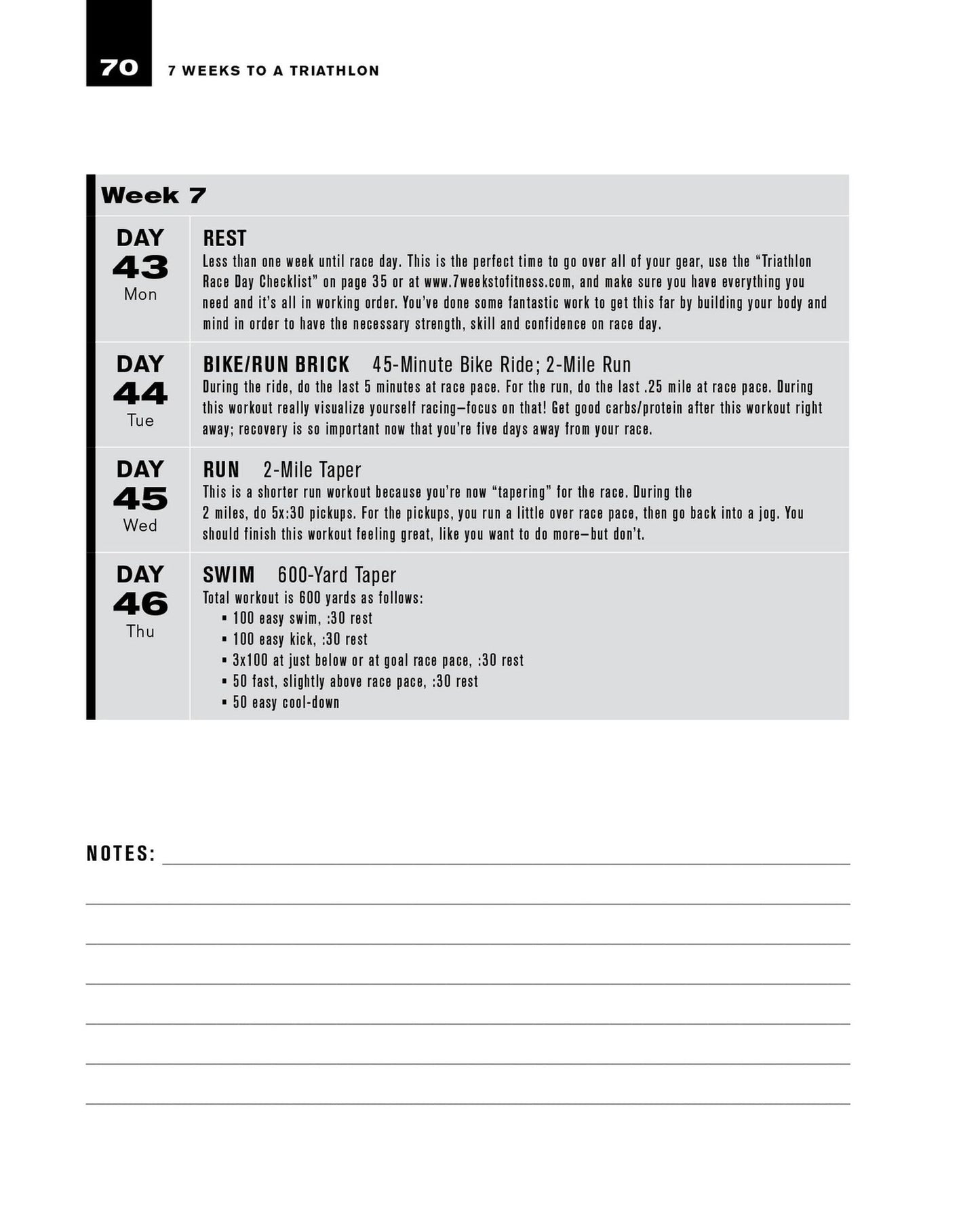 7 Weeks to a Triathlon: The Complete Day-by-Day Program to Train for Your First Race or Improve Your Fastest Time
