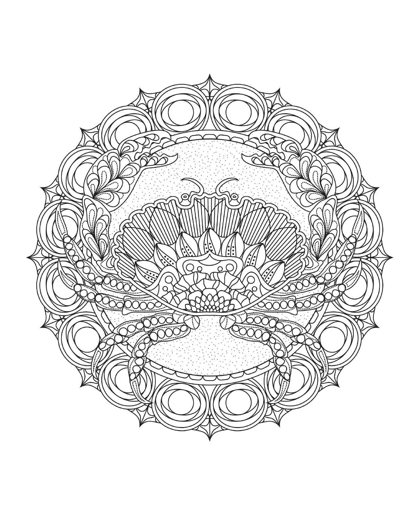 Coloring Ocean Mandalas: 30 Hand-Drawn Designs for Mindful Relaxation