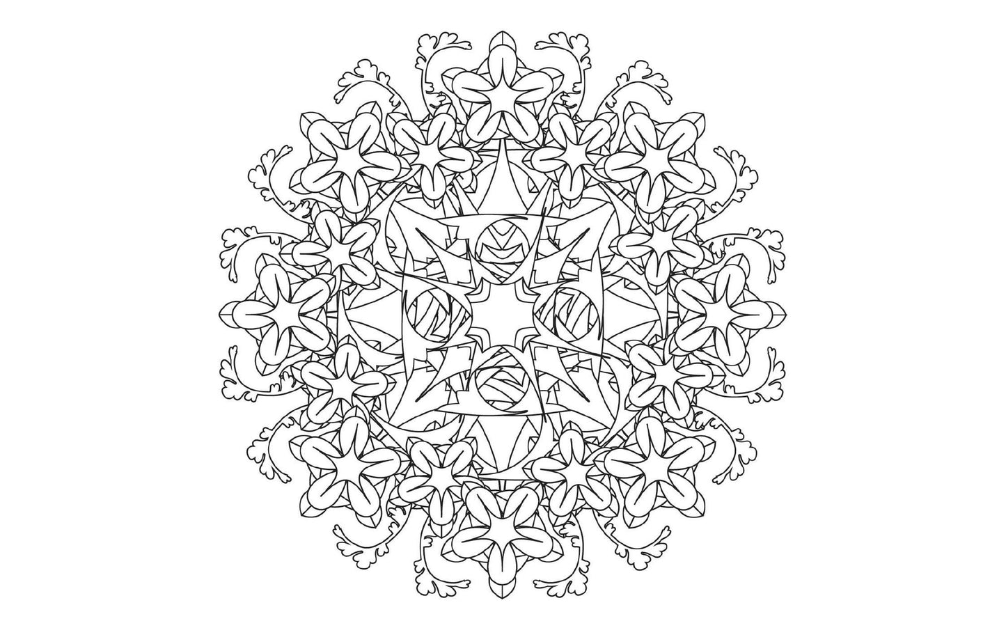 Coloring Flower Mandala Postcards: 20 Hand-Drawn Designs for Mindful Relaxation