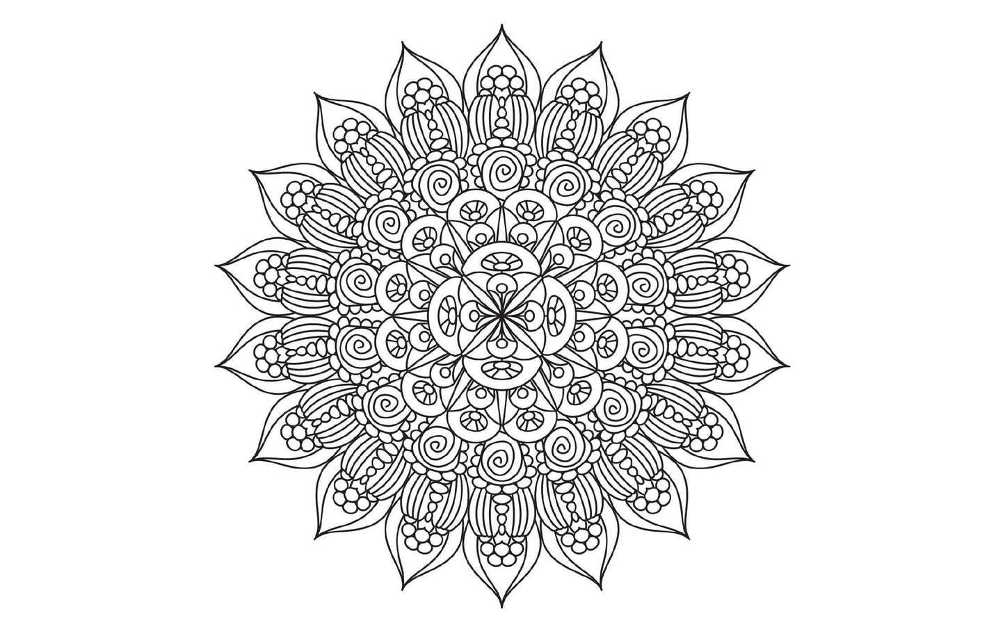 Coloring Flower Mandala Postcards: 20 Hand-Drawn Designs for Mindful Relaxation