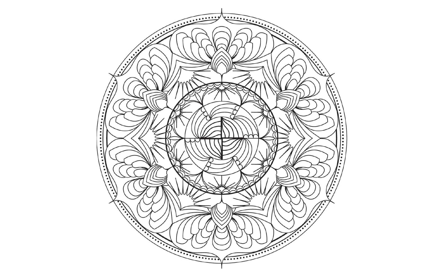 Coloring Flower Mandala Postcards: 20 Hand-Drawn Designs for Mindful Relaxation