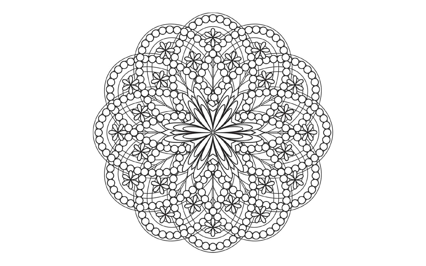Coloring Flower Mandala Postcards: 20 Hand-Drawn Designs for Mindful Relaxation