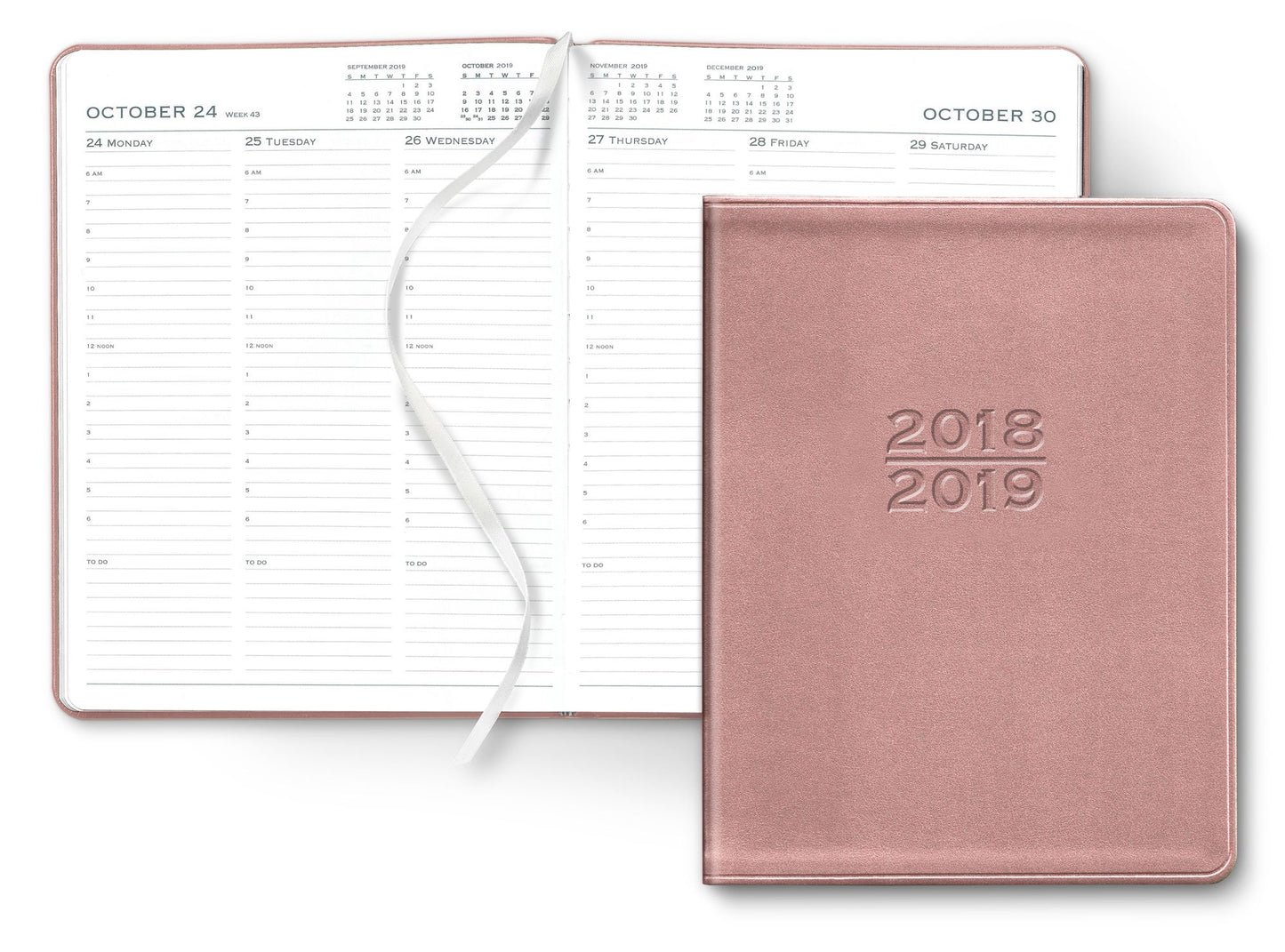 2019 18-Month Large Rose Gold Metallic Family Planner Calendar