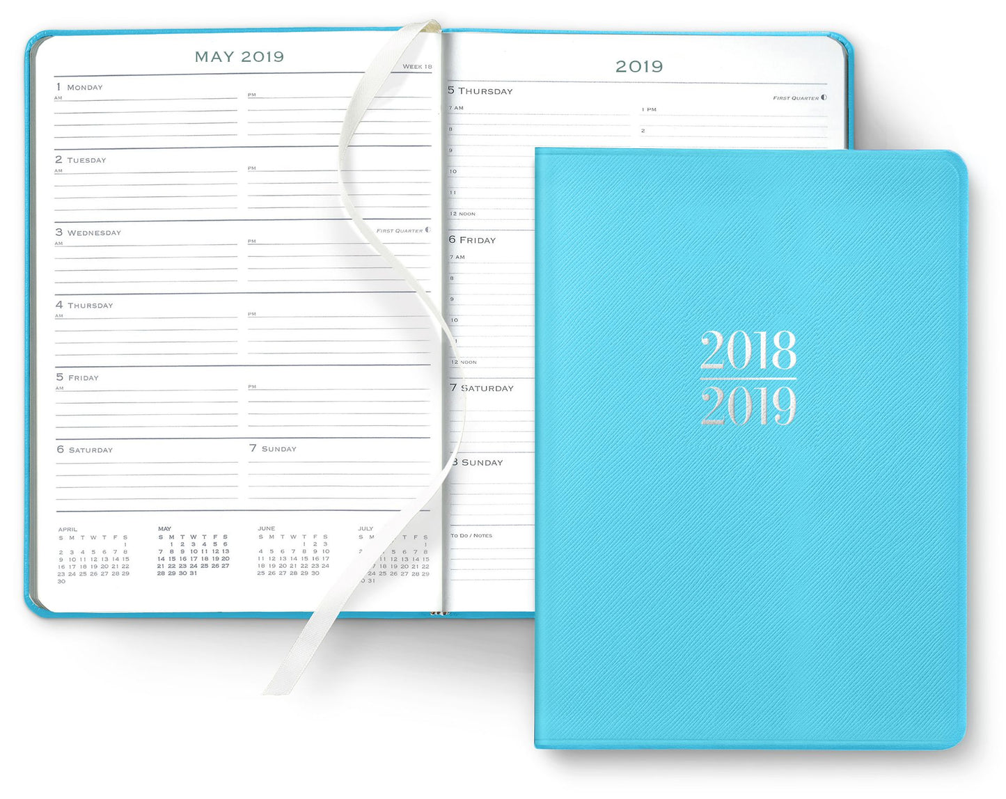 2019 18-Month Weekly Desk Blue Cartier Planner Calendar