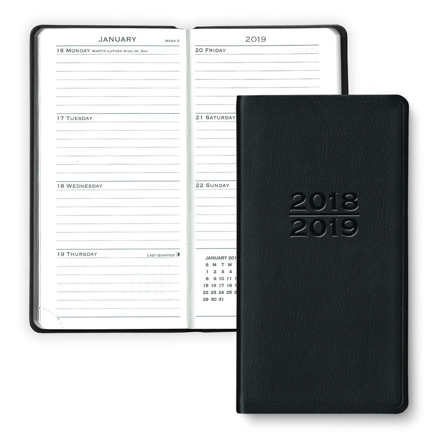 2019 18-Month Weekly Pocket Black Cambridge Planner Calendar
